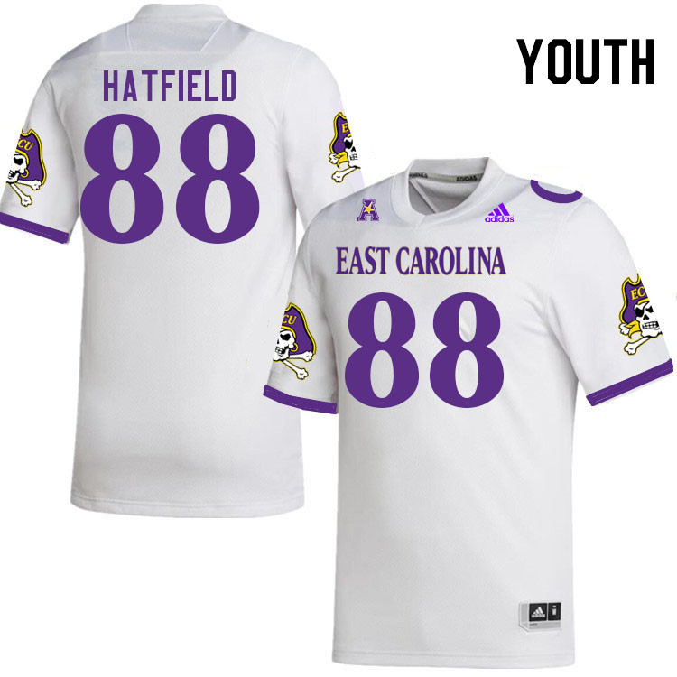 Youth #88 Jsi Hatfield ECU Pirates 2023 College Football Jerseys Stitched-White - Click Image to Close